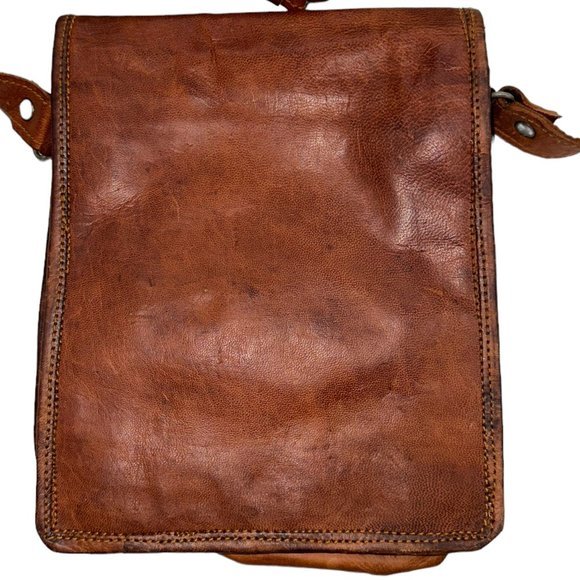 Women's Vintage Leather Crossbody Messenger Purse Front Buckles Brown - Picture 4 of 6